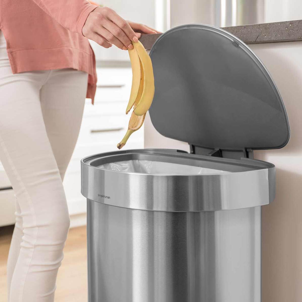 Kitchenware  -  Simplehuman Brushed Steel Semi-Round 45L Pedal Bin  -  50143505