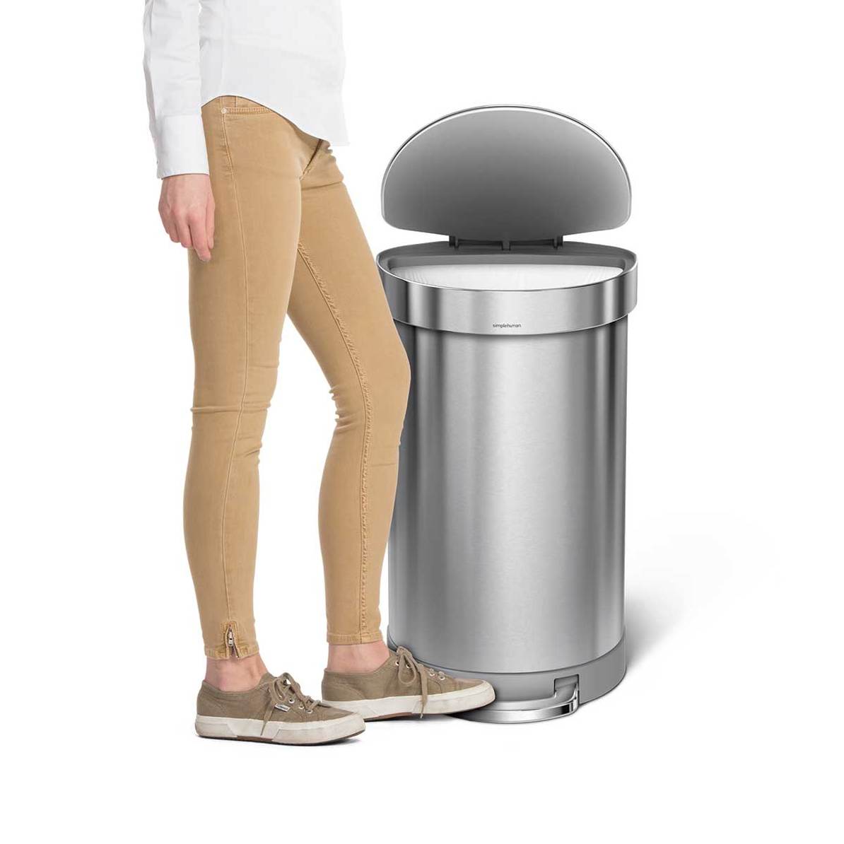 Kitchenware  -  Simplehuman Brushed Steel Semi-Round 45L Pedal Bin  -  50143505