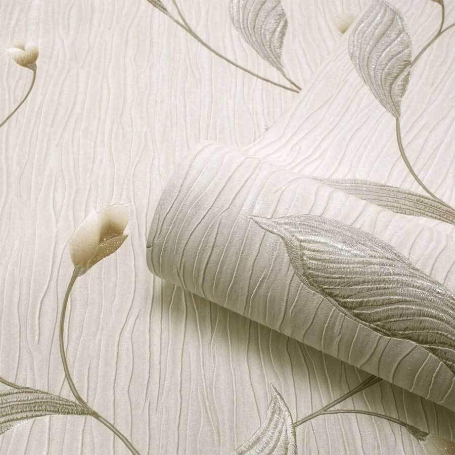 Wallpaper  -  Belgravia Tiffany Platinum Motif Beige/Silver Wallpaper - 161  -  50084590