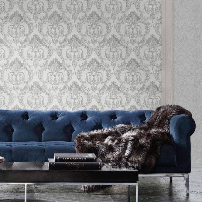 Wallpaper  -  Debona Perla 2 Silver/Charcoal Wallpaper - 9085  -  60003889