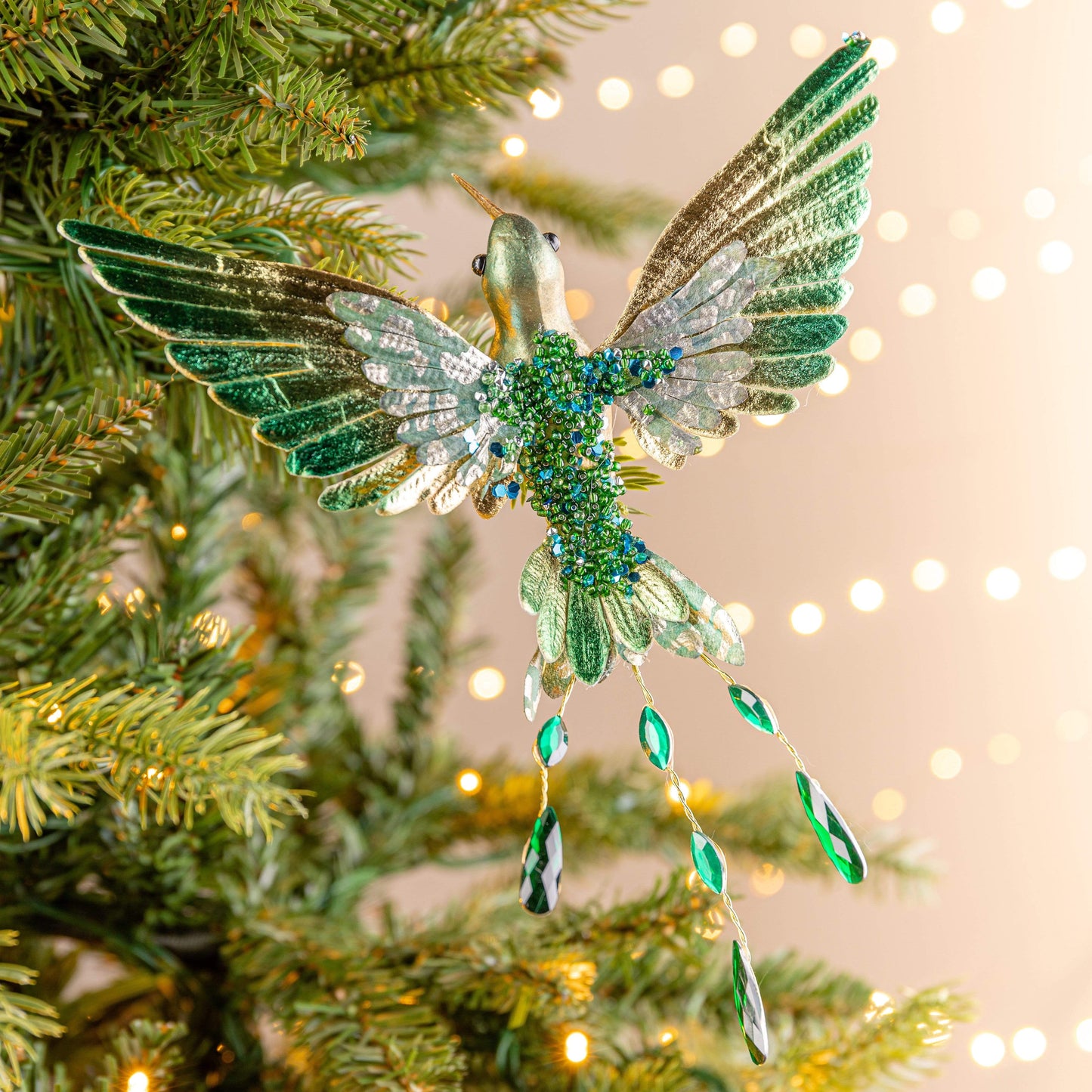 Christmas  -  Green Hummingbird Clip-On Christmas Tree Decoration - 20cm  -  60000898