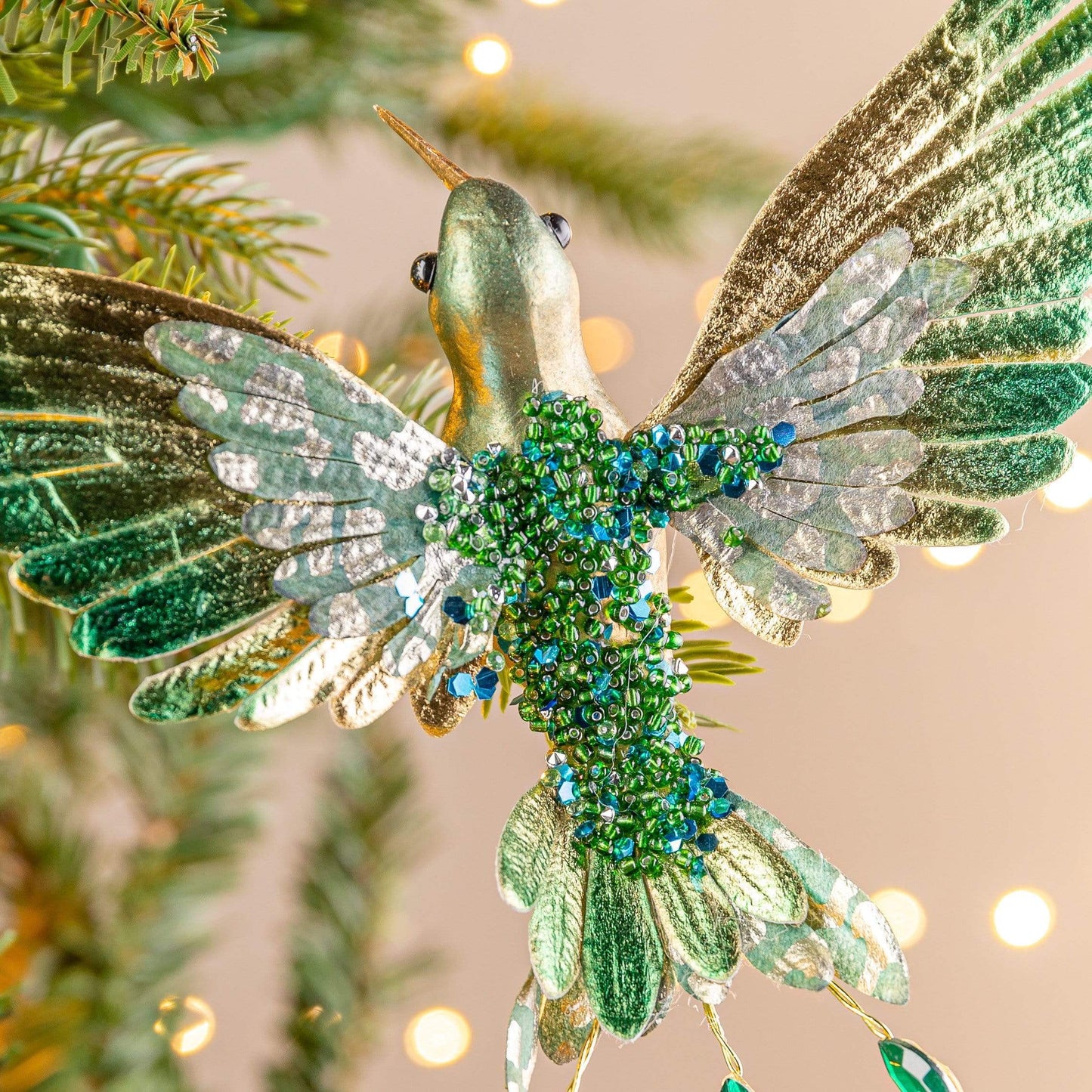 Christmas  -  Green Hummingbird Clip-On Christmas Tree Decoration - 20cm  -  60000898