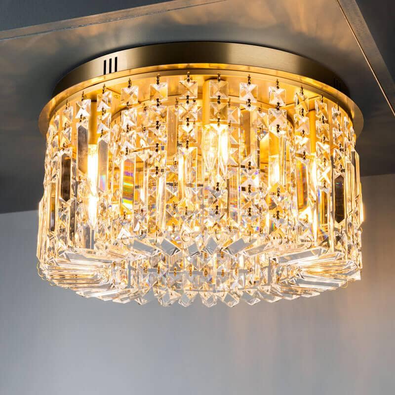 Lights  -  Galaxy Prism Round  5 Light Flush Gold Ceiling Light  -  60003460