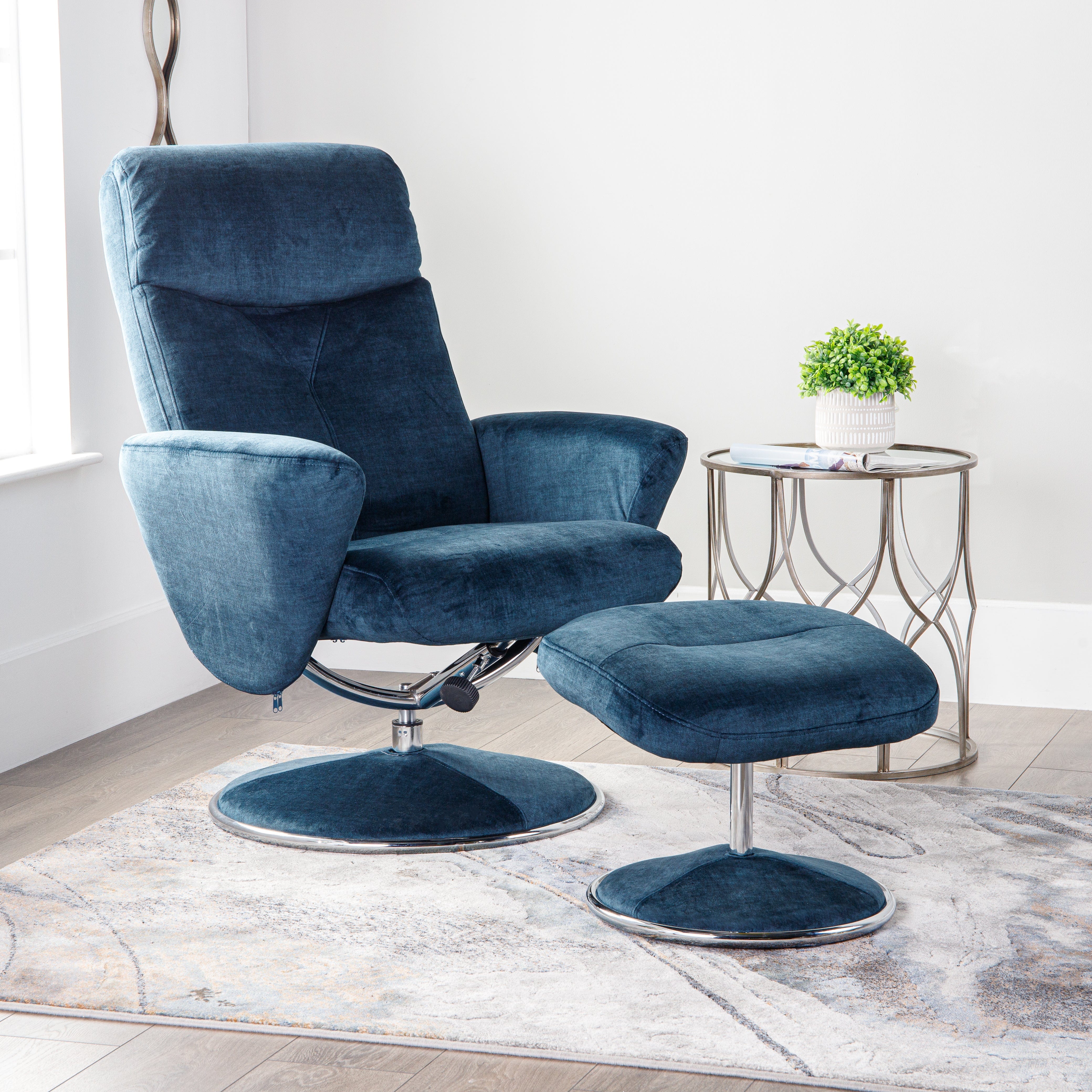 Blue swivel sales rocker recliner