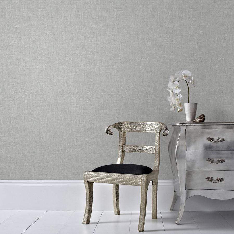 Wallpaper  -  Graham & Brown Boutique Chenille Grey and Silver Wallpaper - 101464  -  50135379