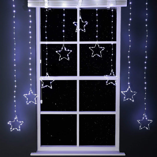 Christmas  -  Cool White Christmas Star Curtain Lights - 1.2m  -  50153723