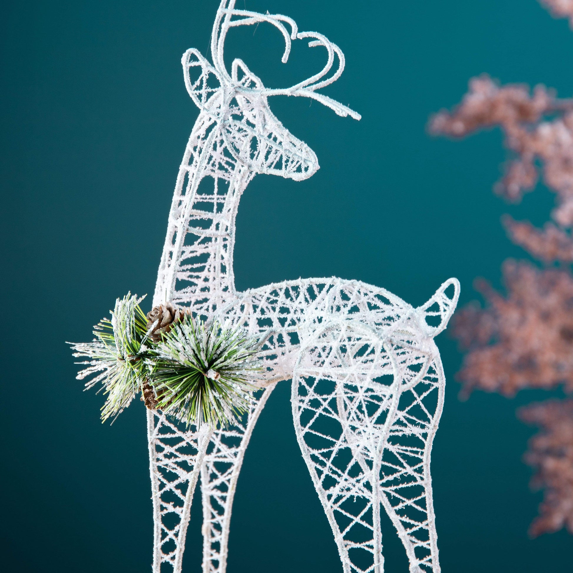 Christmas  -  White 40cm Standing Reindeer  -  60001077