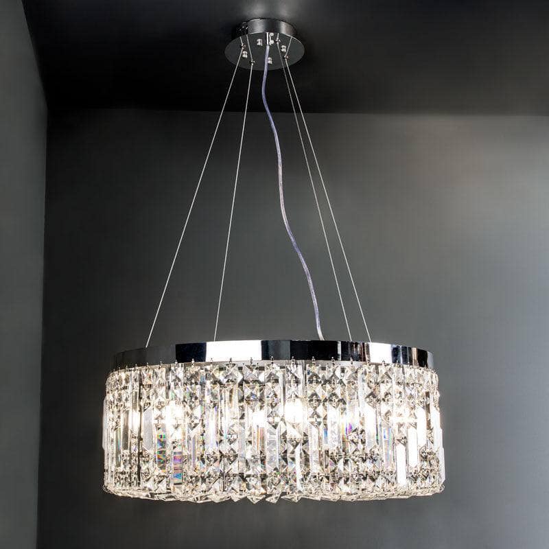 Lights  -  Prism Round 8 Light Pendant Chrome Ceiling Light  -  60003457