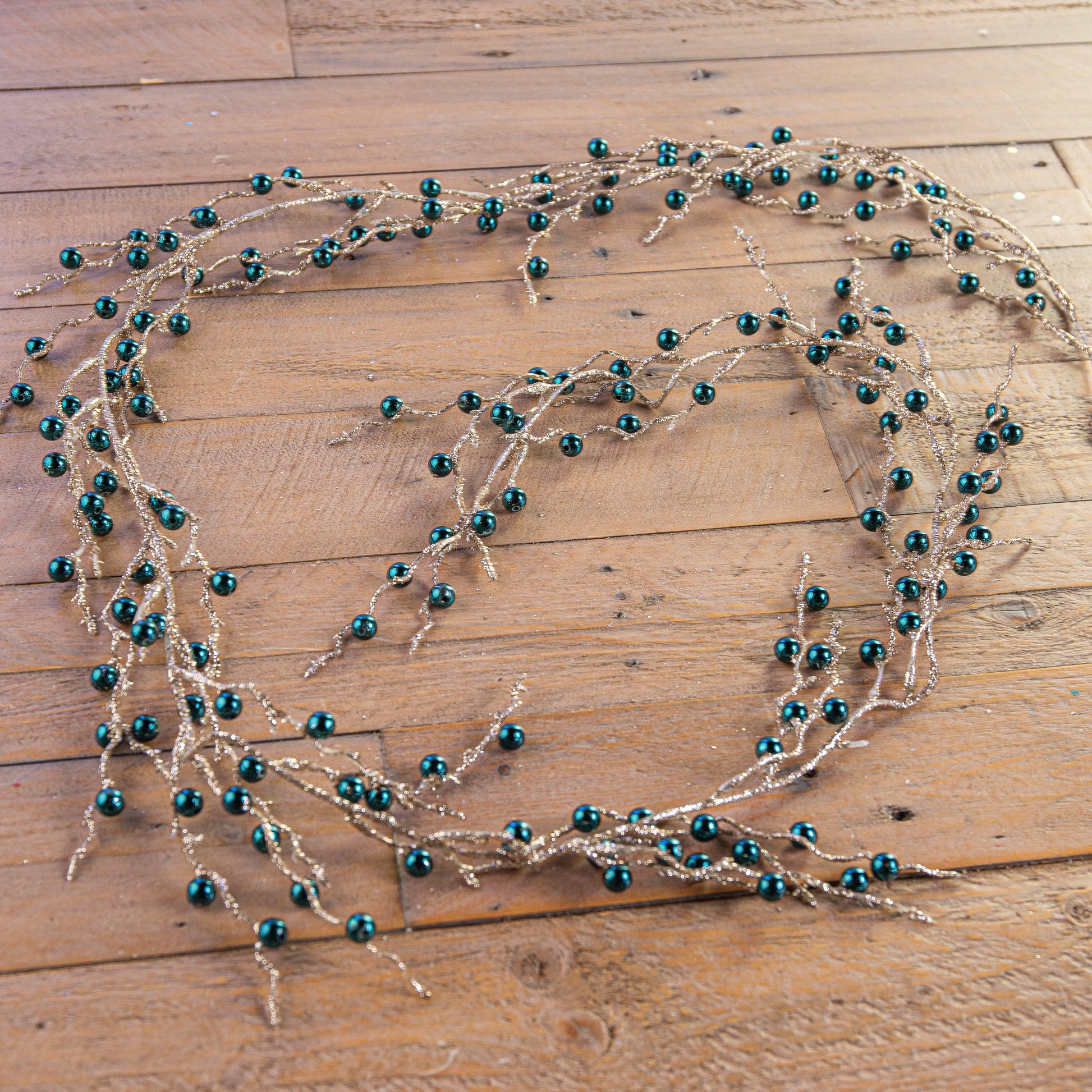 Christmas  -  Glittered Blue Bead Garland - 167cm  -  60004031