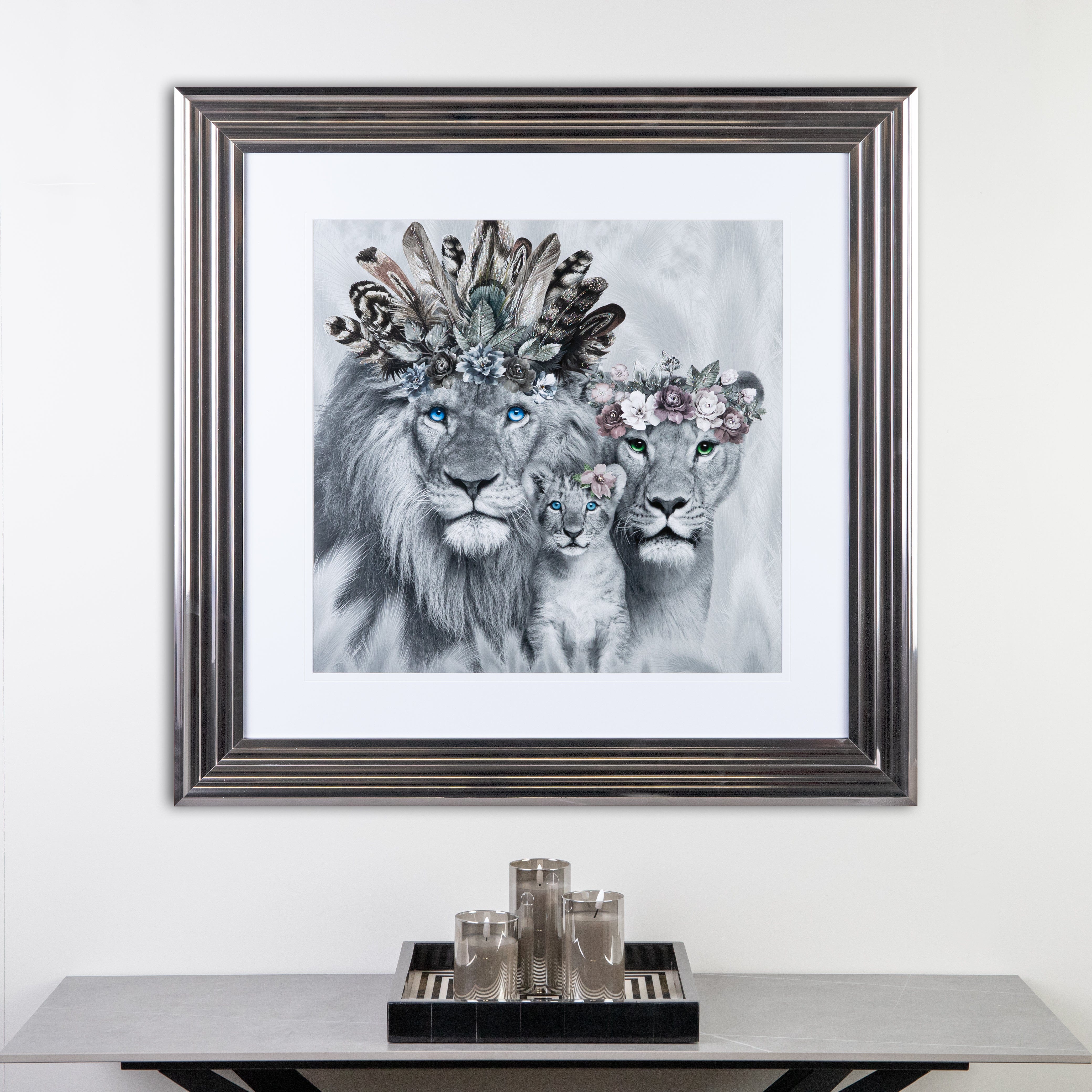 Shh One Cub Lion Family Framed Picture 90 X 90 | Taskers Online Store ...