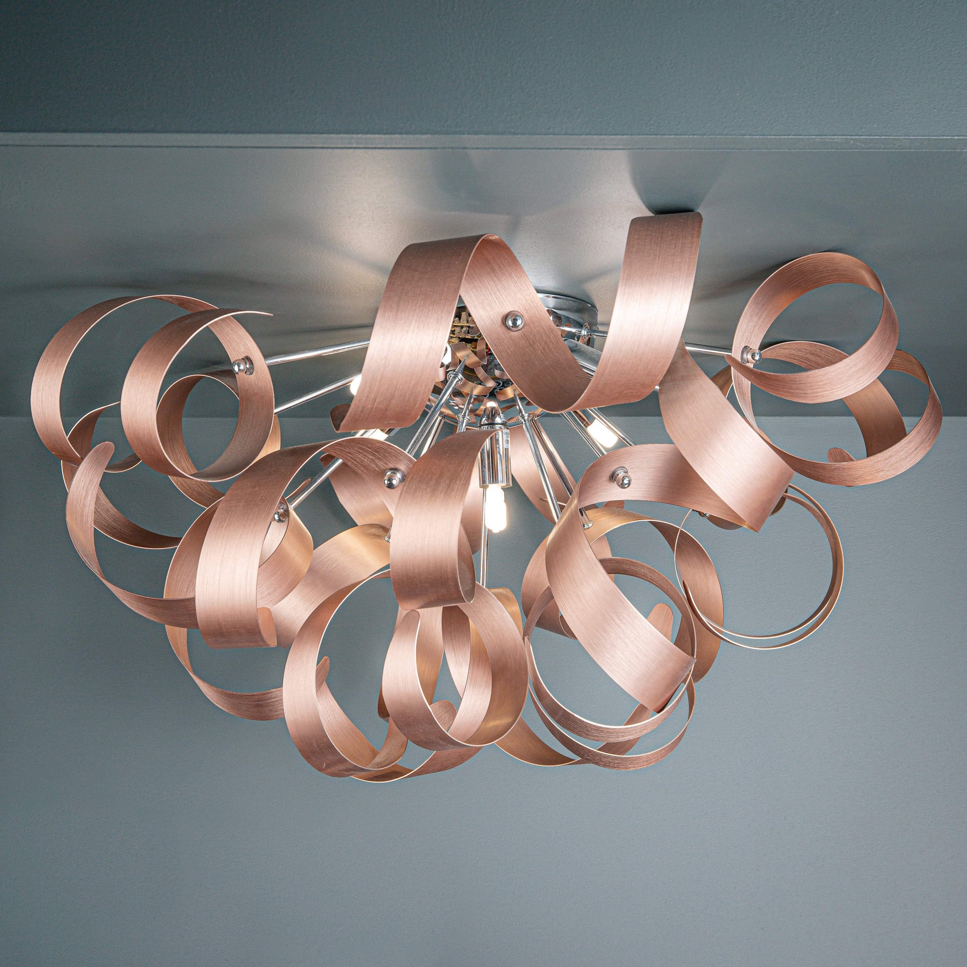 Lights  -  5 Light Flush 60Cm Brushed Copper Ceiling Light  -  50128346