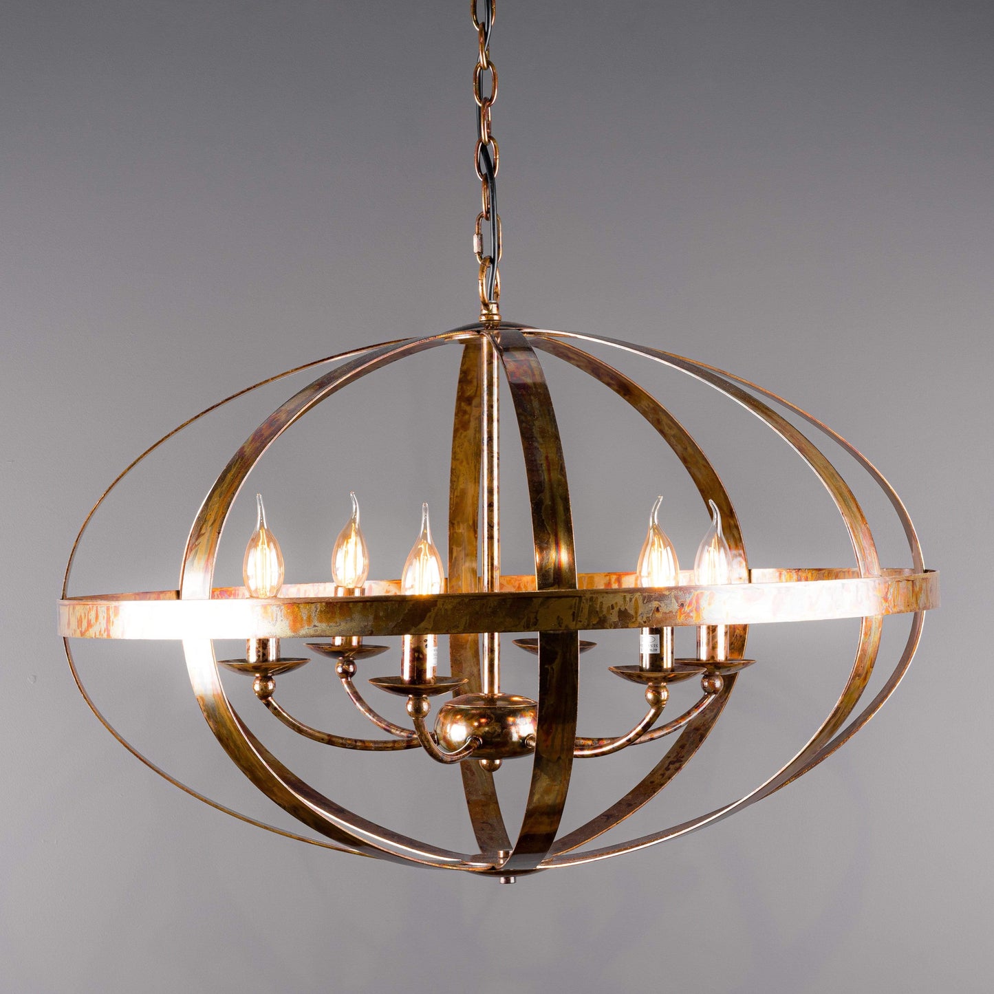 Lights  -  Tas Sym0664 6 Light Pendant Petrol/Copper  -  50135159