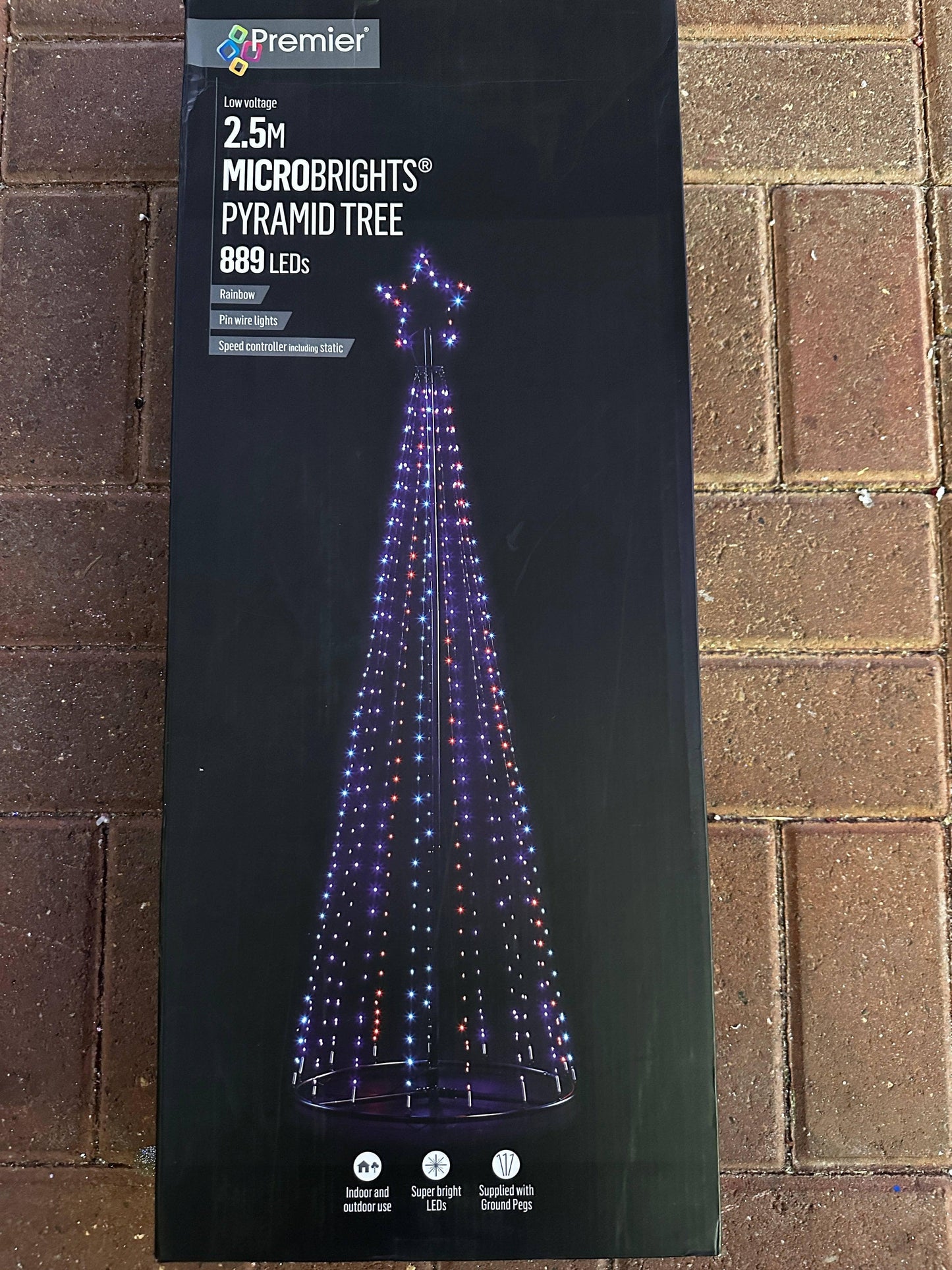 Christmas  -  889 Multicoloured Wire Pyramid Tree - 2.5m  -  60001015